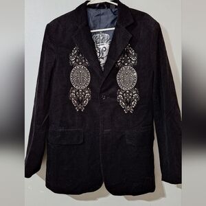 Men's Black Embroidered Blazer
